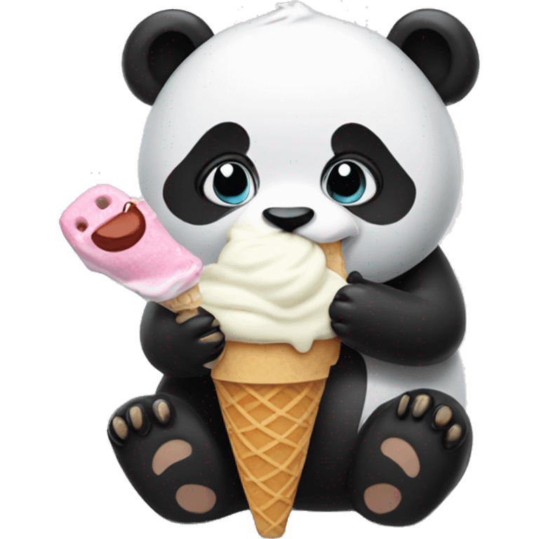 Panda eating ice cream emoji