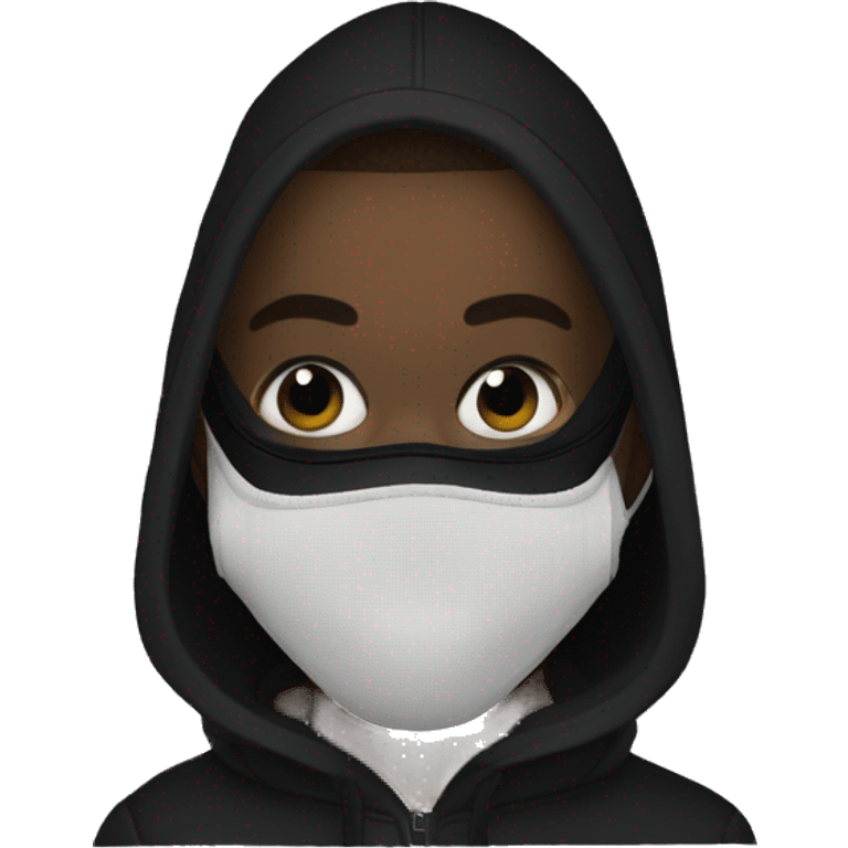 kanye west in balenciaga hoodie and black mesh mask emoji