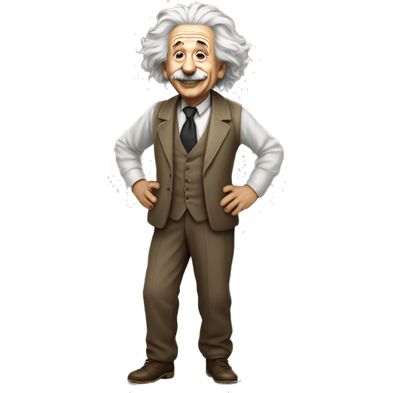 a jovial looking albert Einstein full body  emoji