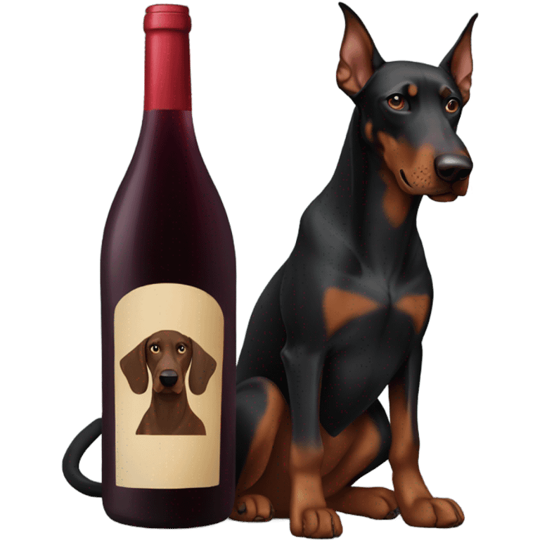 Red wine and doberman emoji