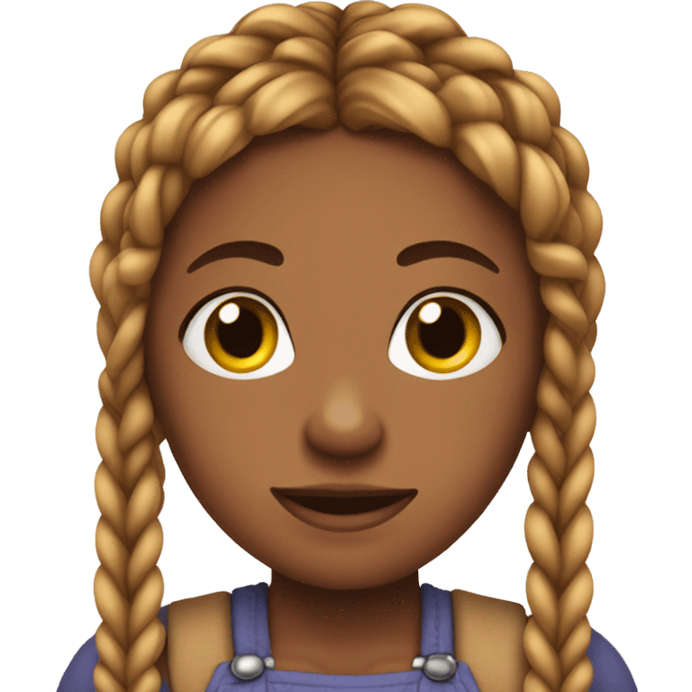 Girl with small knotless braids eating emoji