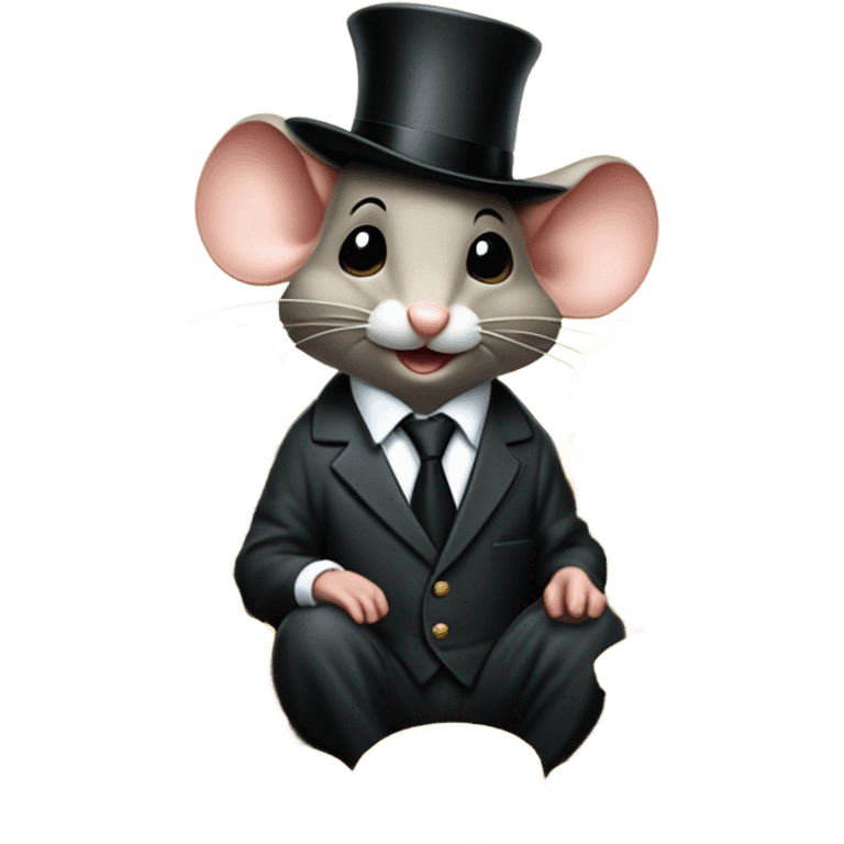 Italian mob boss mouse sitting on pile of gold coins emoji