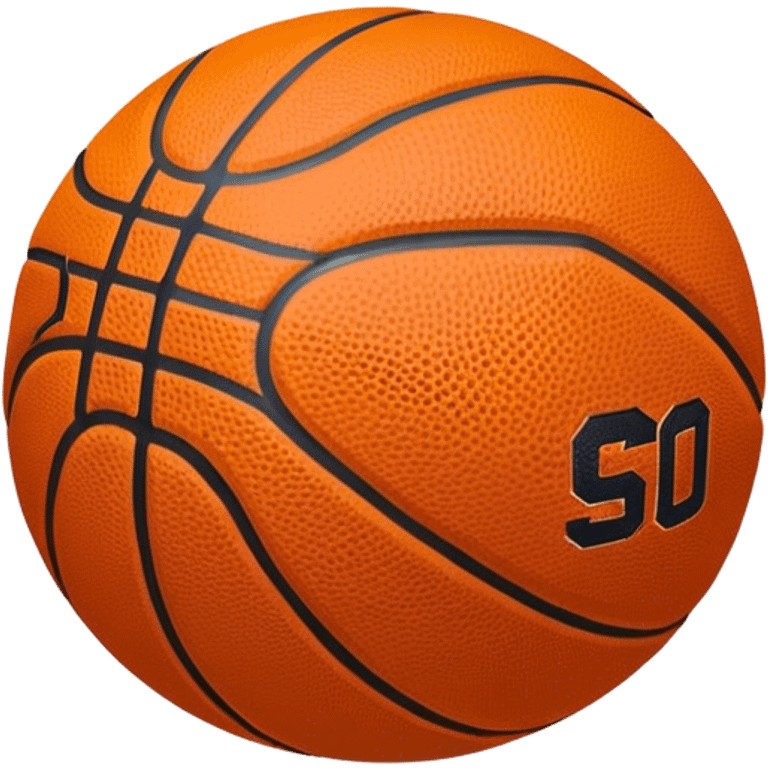 Cinematic Realistic image of a basketball rendered in vivid orange with a pebbled surface texture and crisp stitching details, set against a high-contrast backdrop that highlights its dynamic, sporty essence emoji