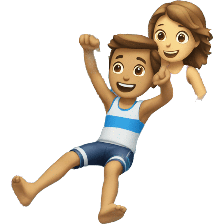 water slide with boy  and girl  emoji