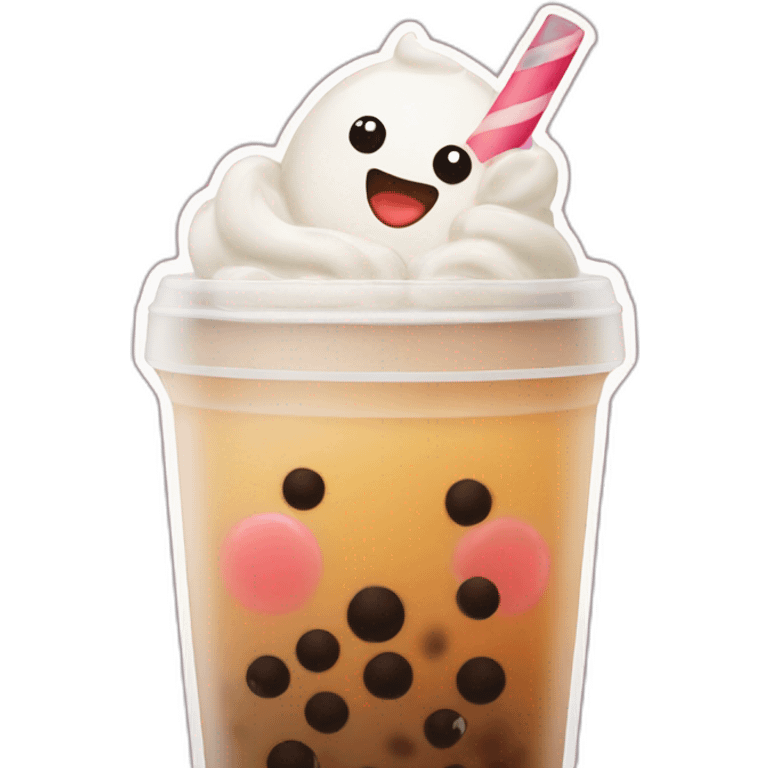 Two bubble tea kissing emoji