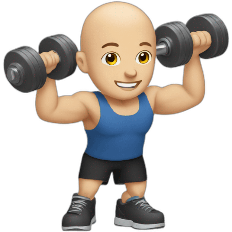 bald man curling dumbells emoji