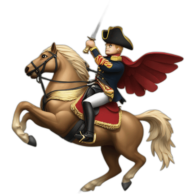 serious angry napoleon on horse hold golden eagle emoji