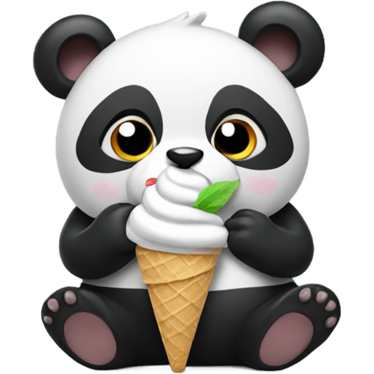 Panda eating ice cream emoji