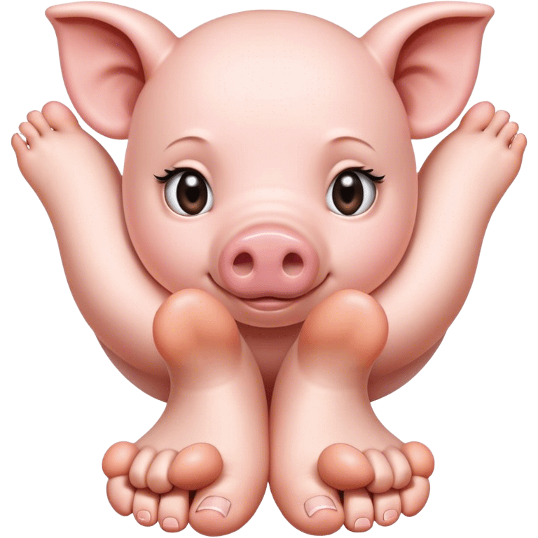 Half pig woman holding feet emoji