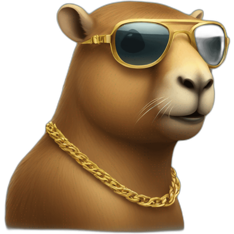 A capibara with sunglasses and a gold chain emoji