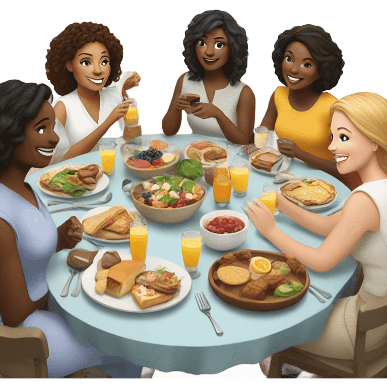 White group of girlfriends having brunch  emoji