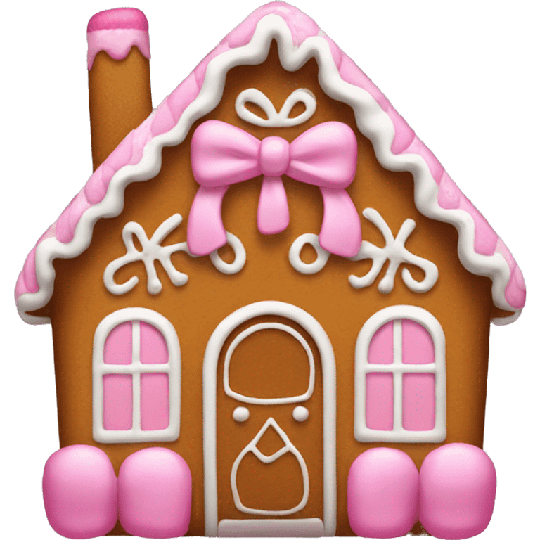 Gingerbread house with a pink bow  emoji