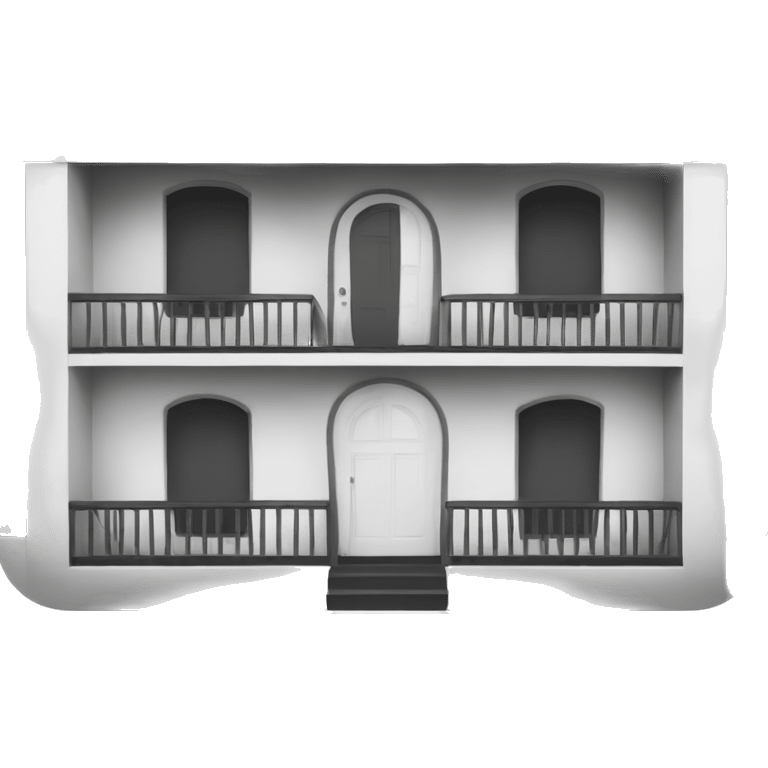 House with three floors black and white  emoji