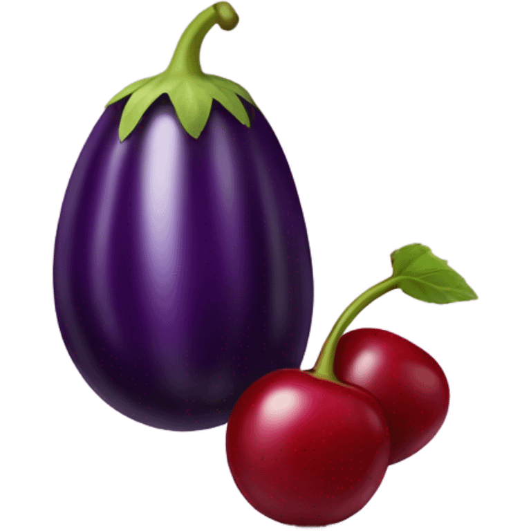 eggplant on top of cherrys emoji