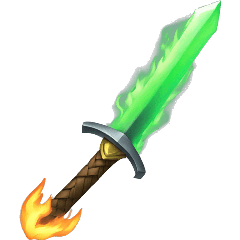 green flaming sword emoji