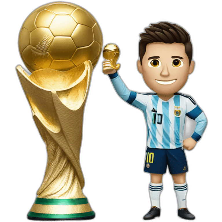 Cristiano Ronaldo and Messi holding the world cup emoji