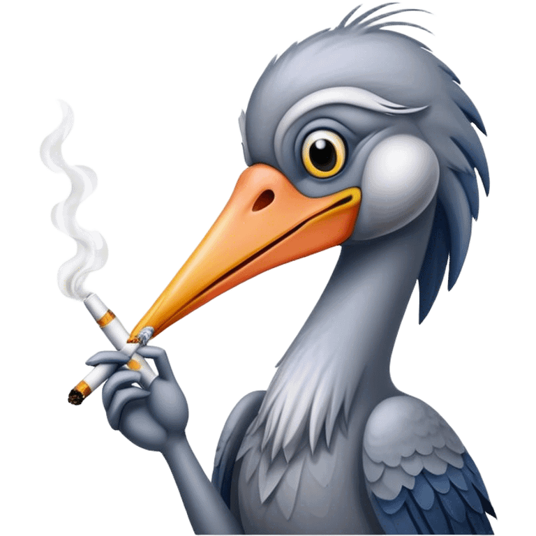 Shoebill stork smoking  emoji