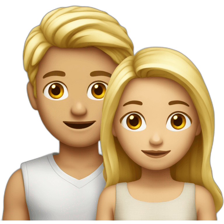 Couple blond et brun enfant emoji