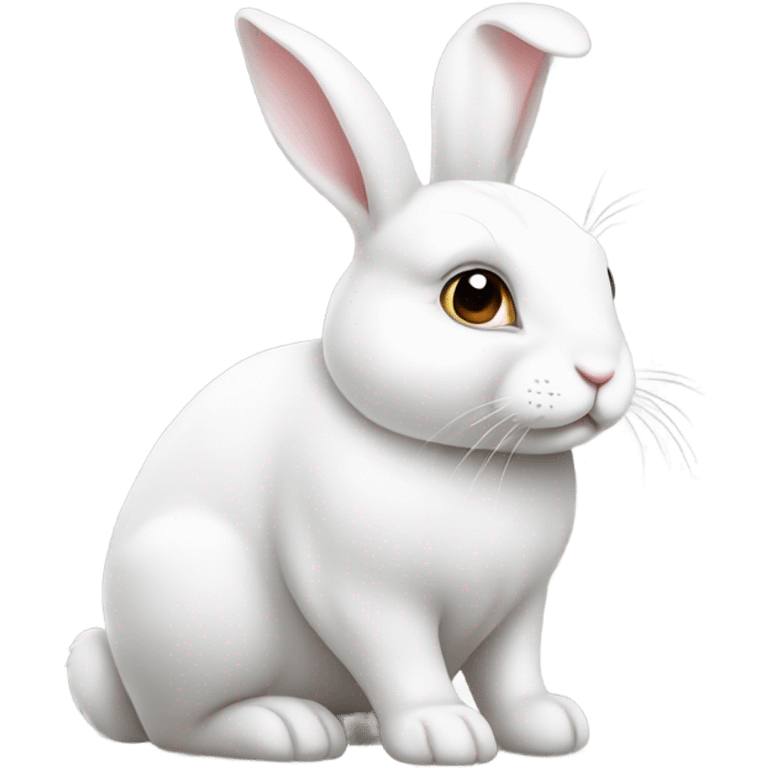 white bunny round body sitting down side view full body emoji