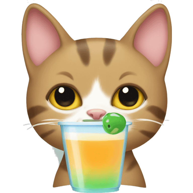 cat drinking boba emoji