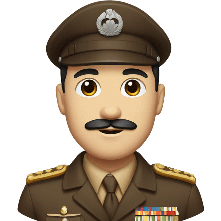 Guy in a ww2 brown uniform with square mustache and side part black hair emoji