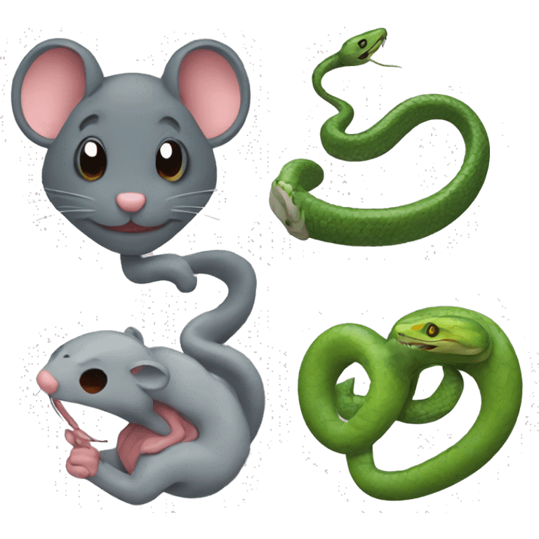 one rat, a heart, and one snake emoji