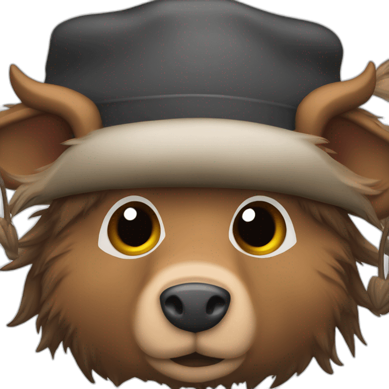 fullface doomer brown boar with stubble in a black winter hat emoji