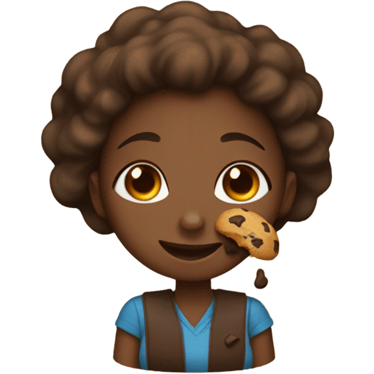 Black girl eating chocolate chip cookie emoji