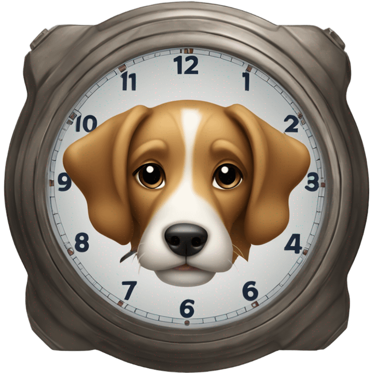 dog bites a big clock emoji