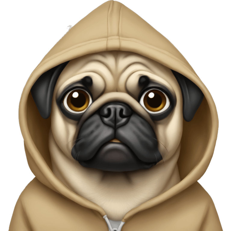 Pug wearing hoodie emoji