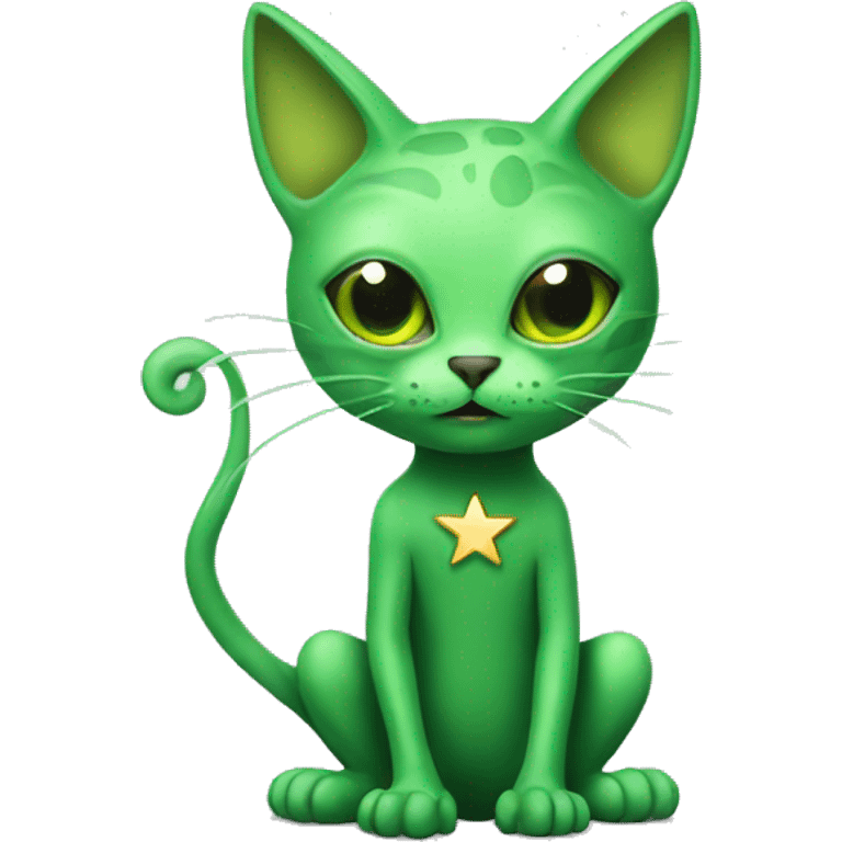 green alien cat with a star emoji