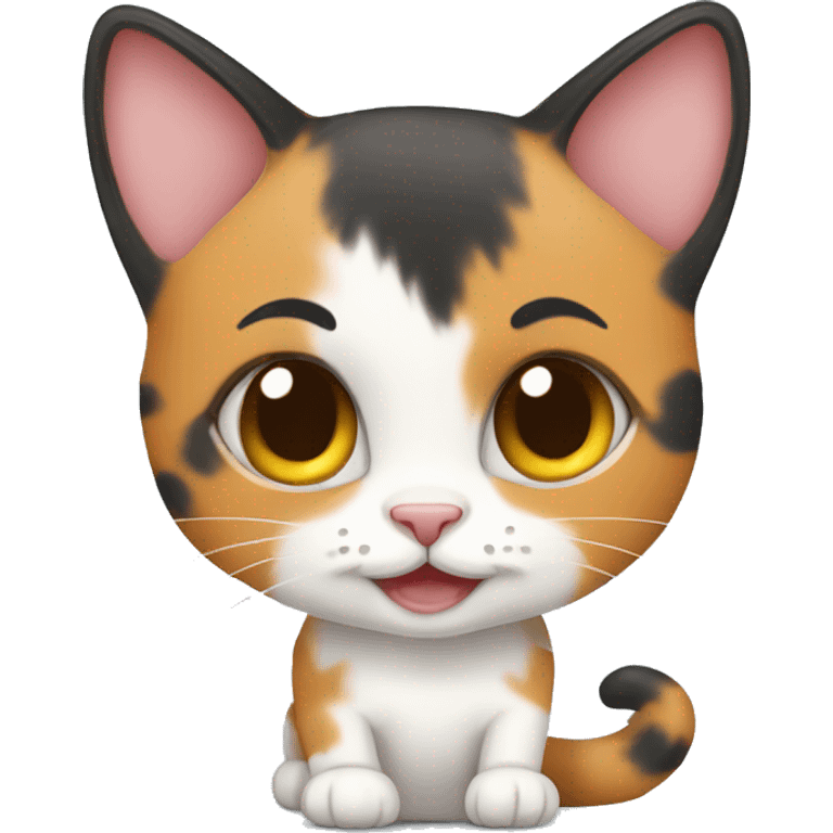 Calico cute baby cat with heart emoji