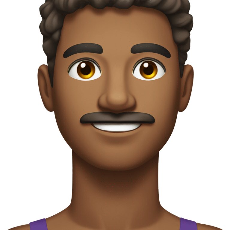 brown skin young man with mustache dark brown eyes laying on beach emoji