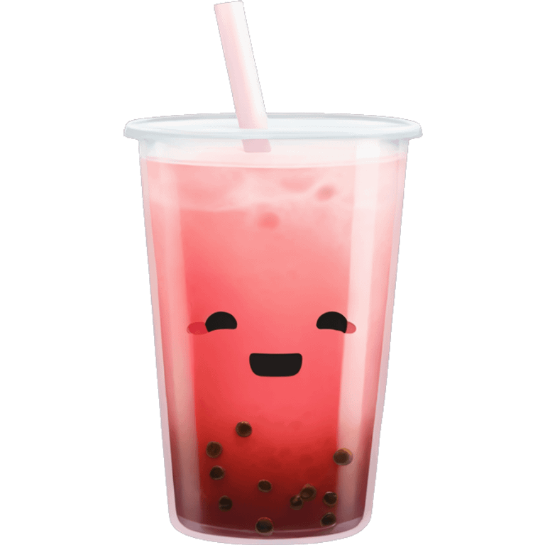 red bubble tea in a glass cup without face emoji