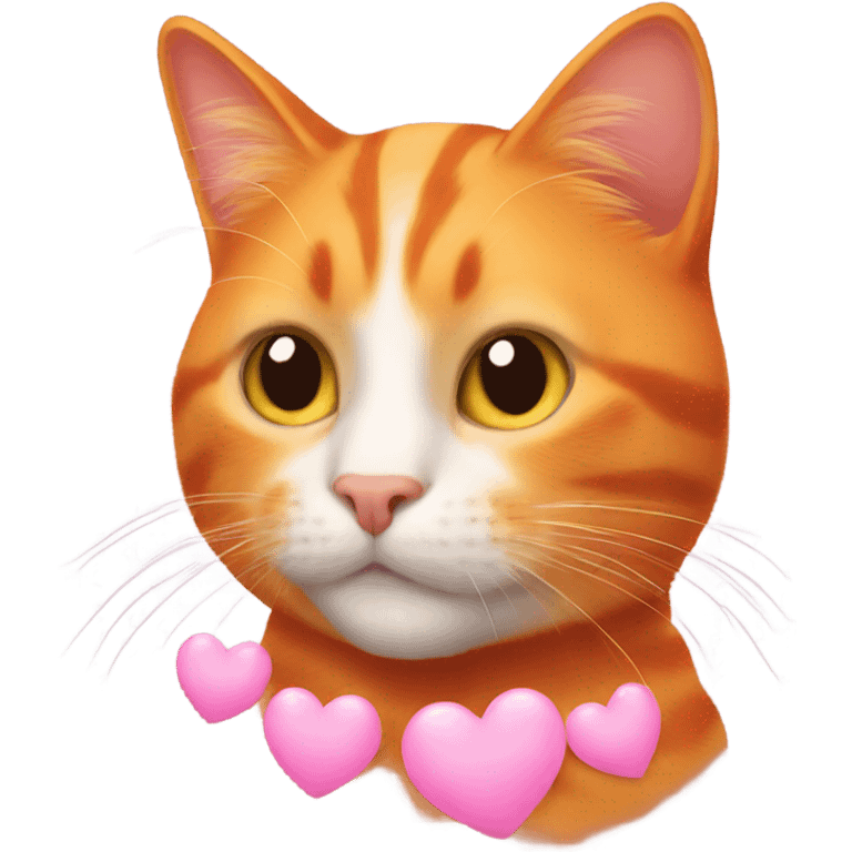 orange cat with hearts emoji