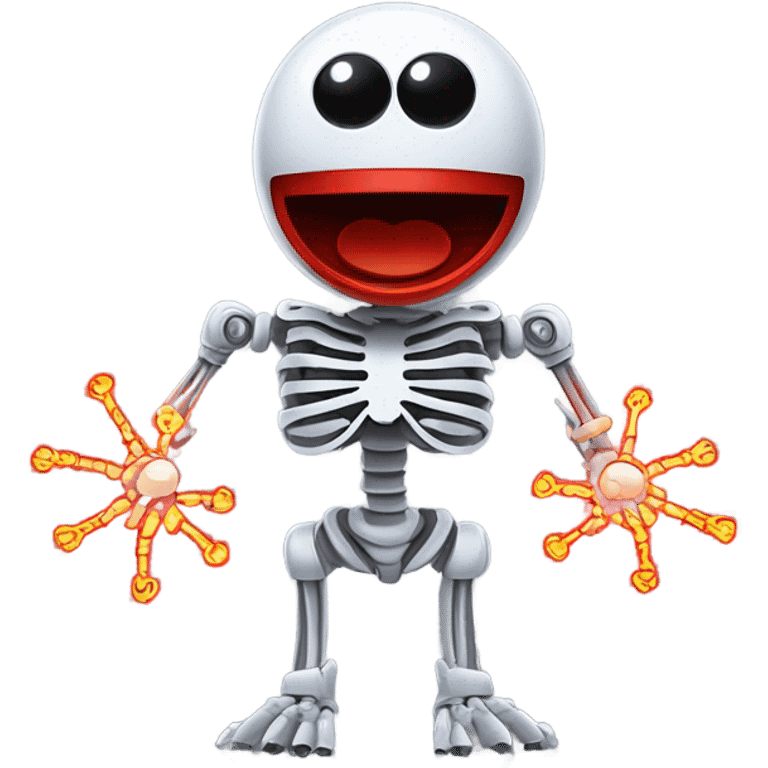 Elmo wearing in an automaton exit skeleton with lasers emoji