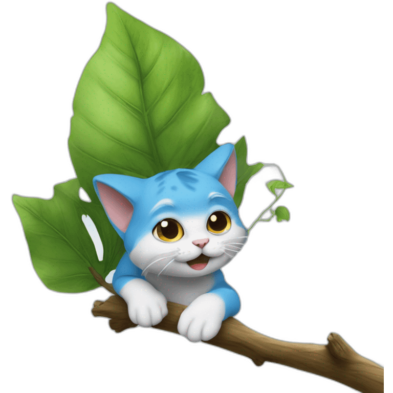 smurf cat qui tien une branche avec un escargo emoji