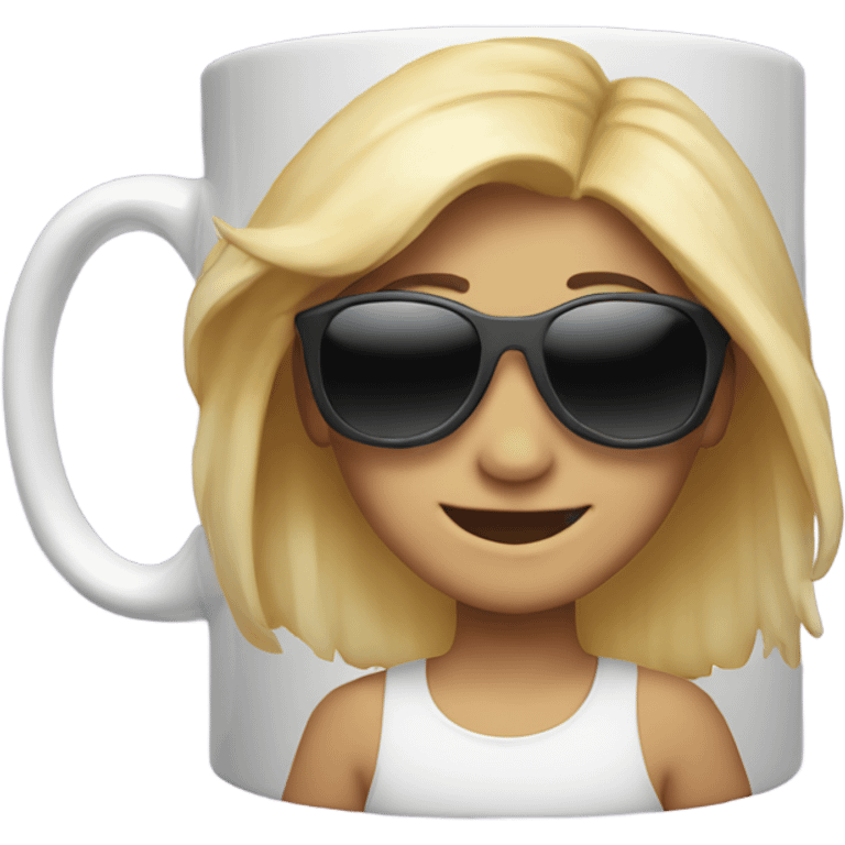 girl smiling with boys mug everyone with sunglasses emoji