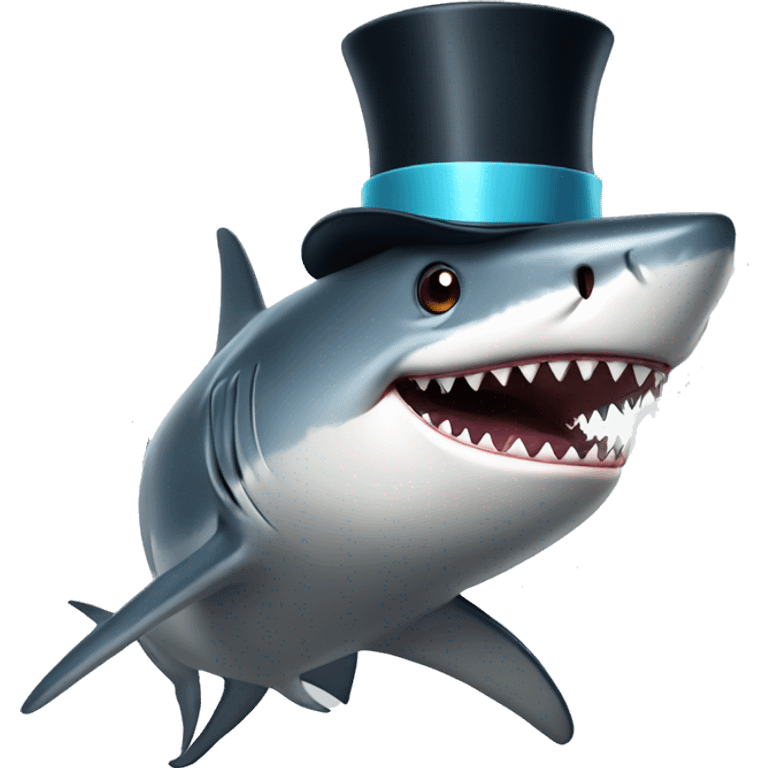 Shark with a top hat emoji