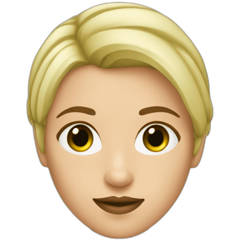 Mujer rubia pelo corto ojos verdes emoji