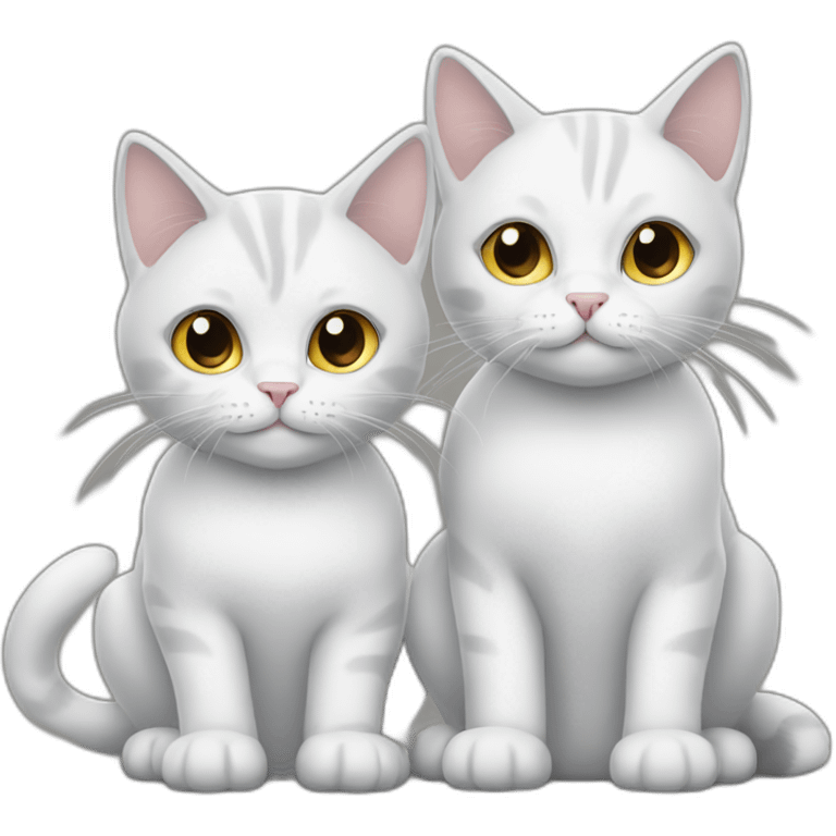 two white and one gray cat 3 cats emoji