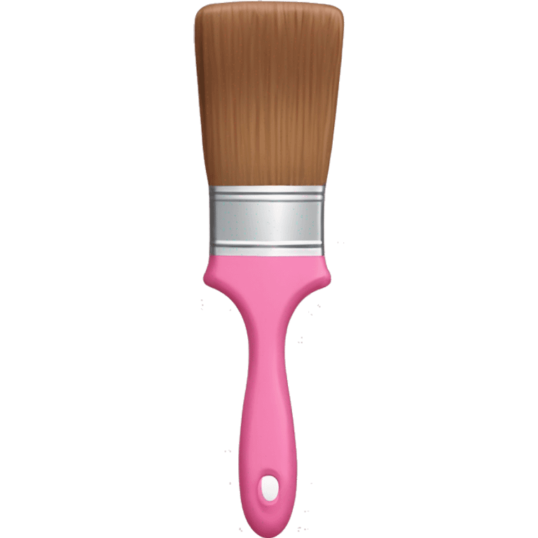 Small Paintbrush with brown bristles, pastel pink handle, dipped in pink paint emoji