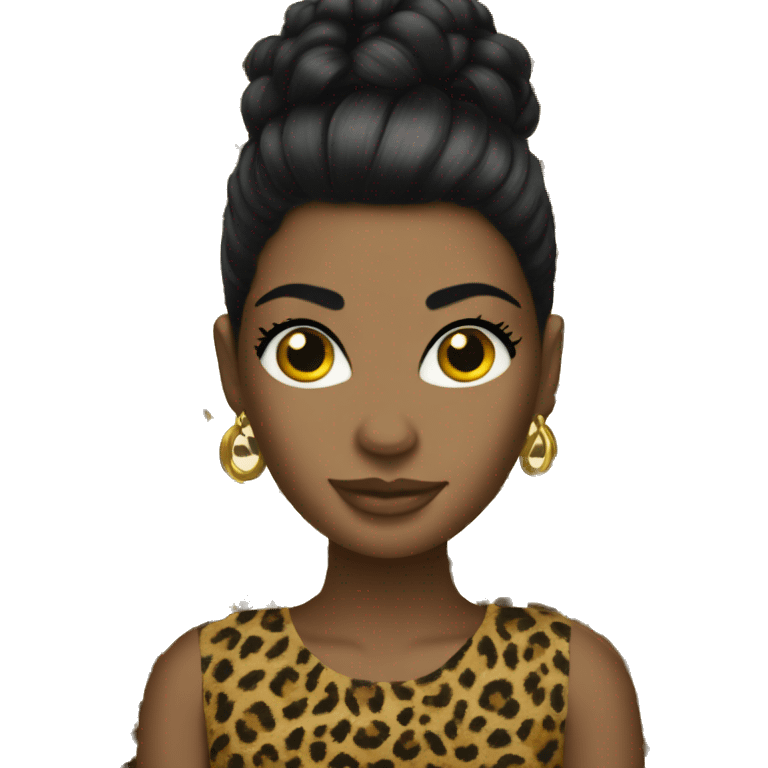 black hair diva leopard print emoji