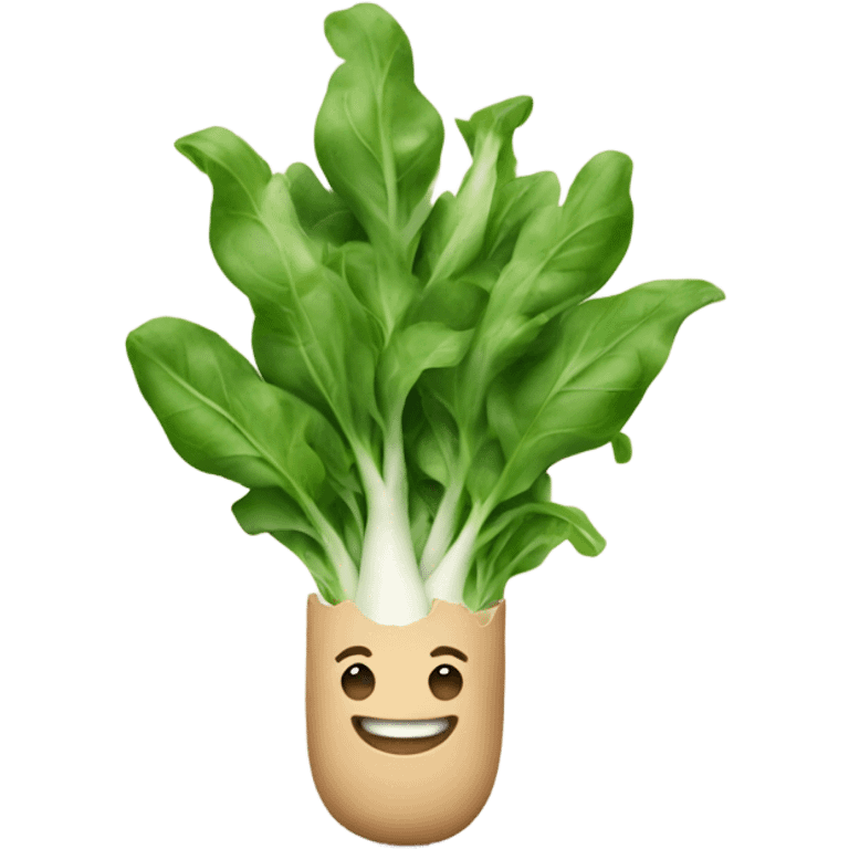 Happy arugula with hands emoji