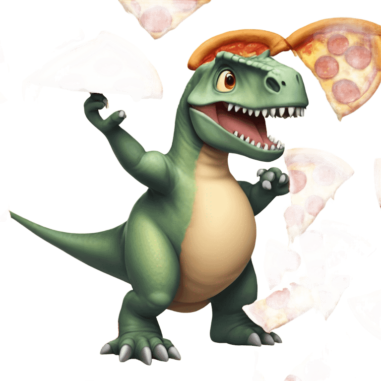 Dinosaur eating pizza  emoji