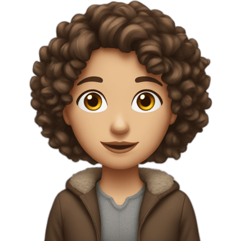 brunette hairy curly smart girl emoji