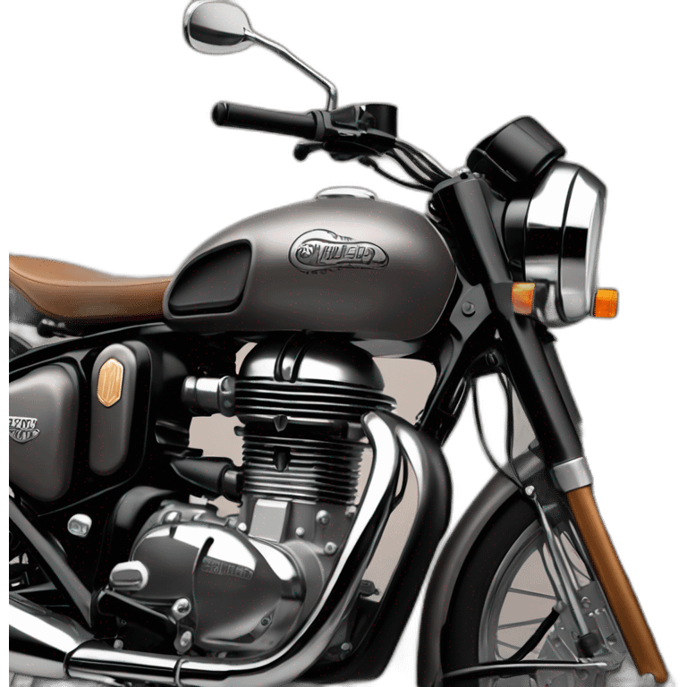 royal enfield classic 350 gunmetal grey Brown seat and matte black engine emoji