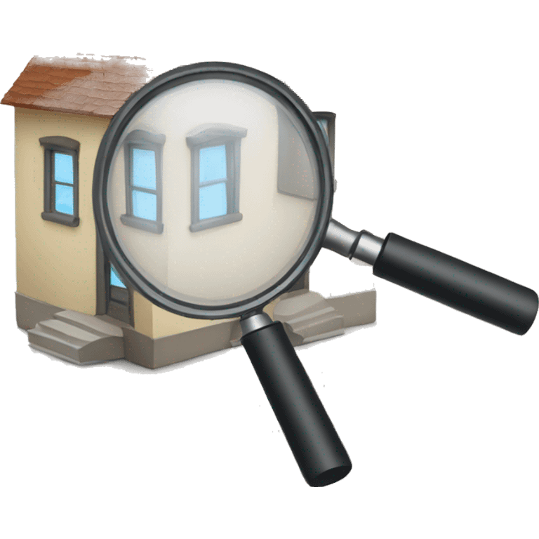 person looking at a house with a magnifying glass emoji