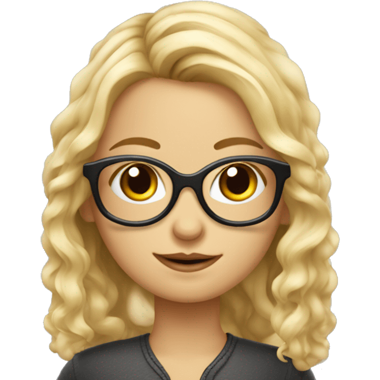 Mädchen mit brille und mittellangen blonden haaren und wimpern emoji