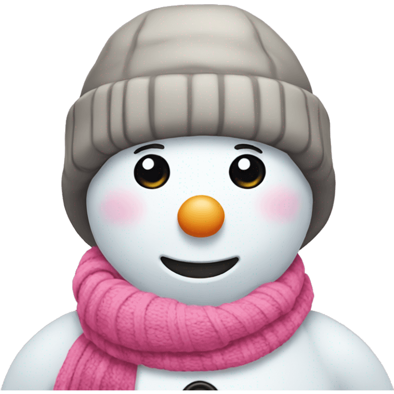 Snowman with pink scarf  emoji